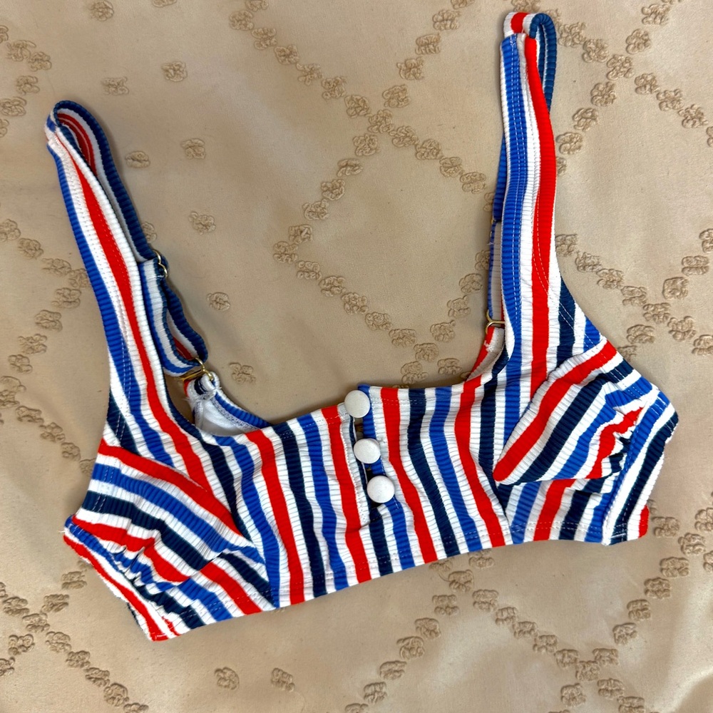 Striped Red, White, and Blue Bikini Top